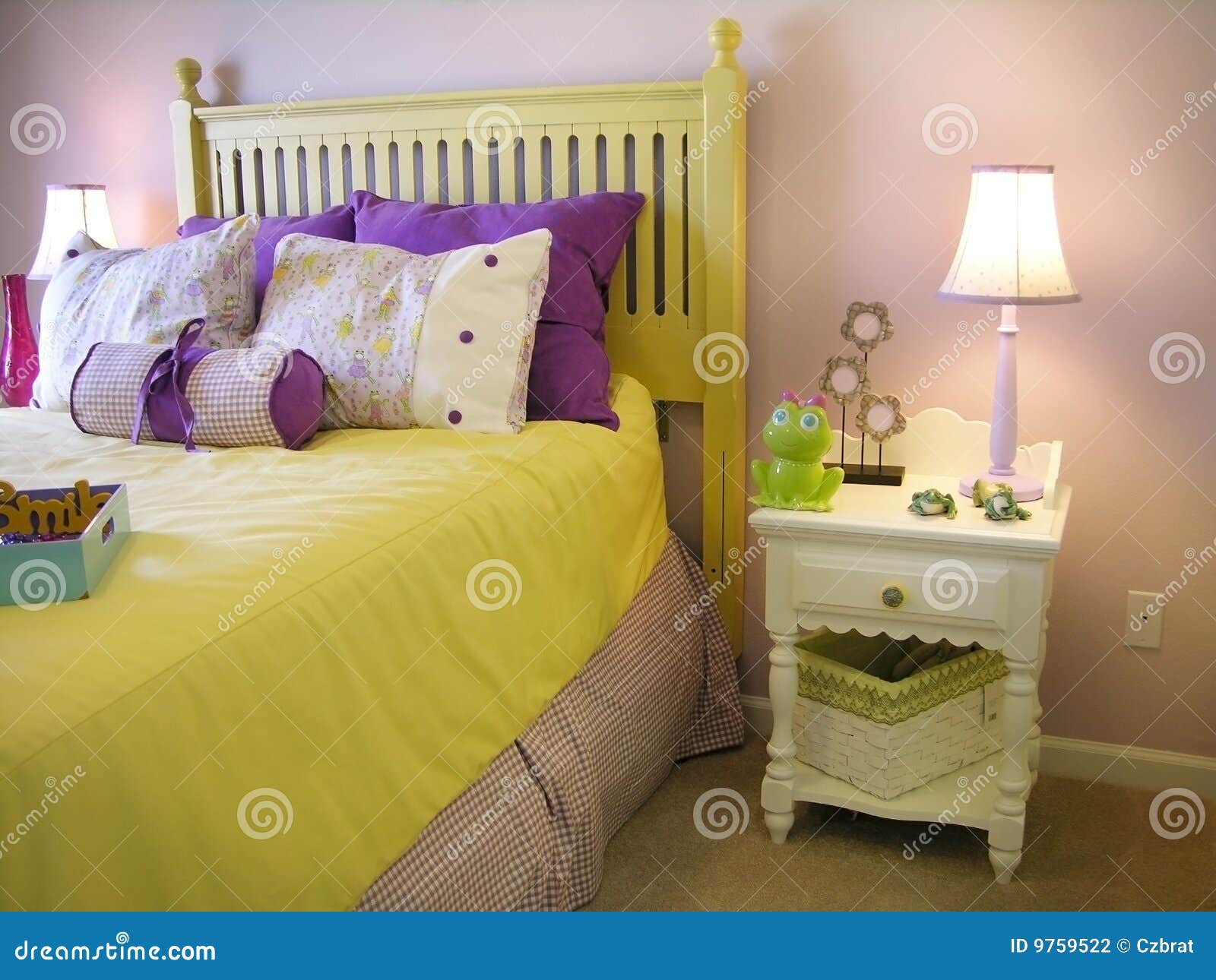 Girls bedroom stock photo. Image of decoration, yellow 9759522