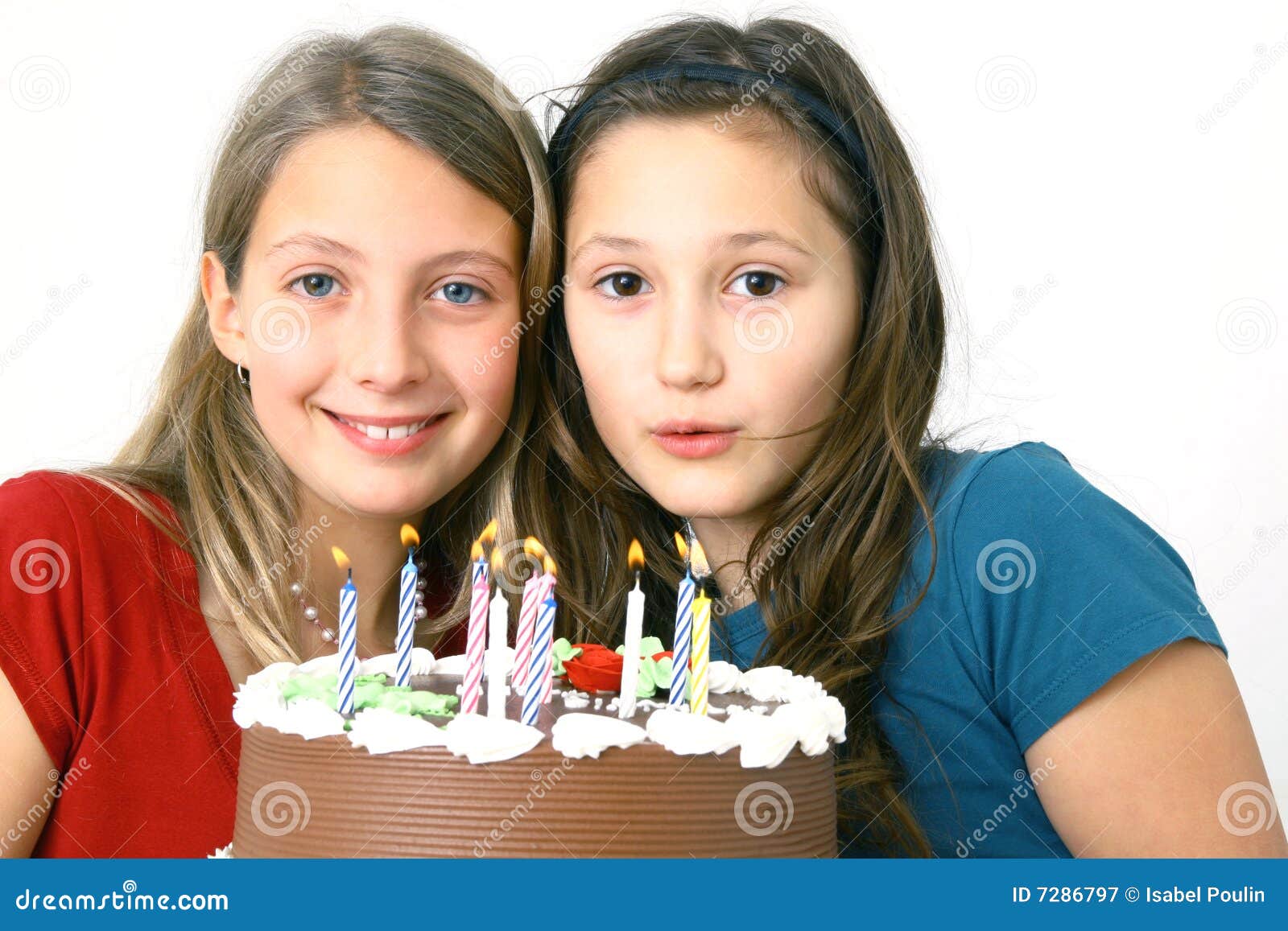 Girls with birthday cake stock image. Image of smiling - 7286797