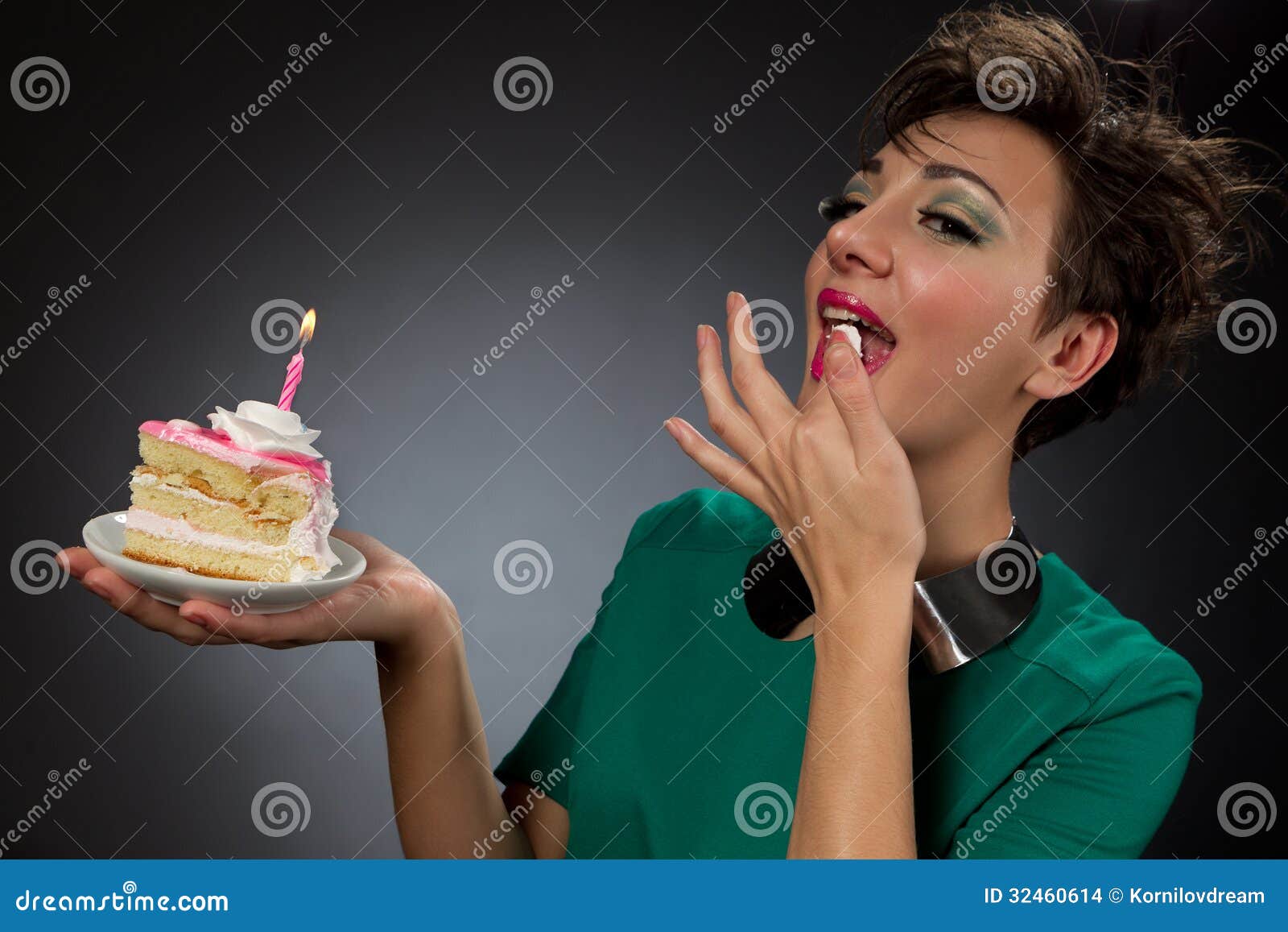 Girls with cake stock photo. Image of creative, calories 32460614