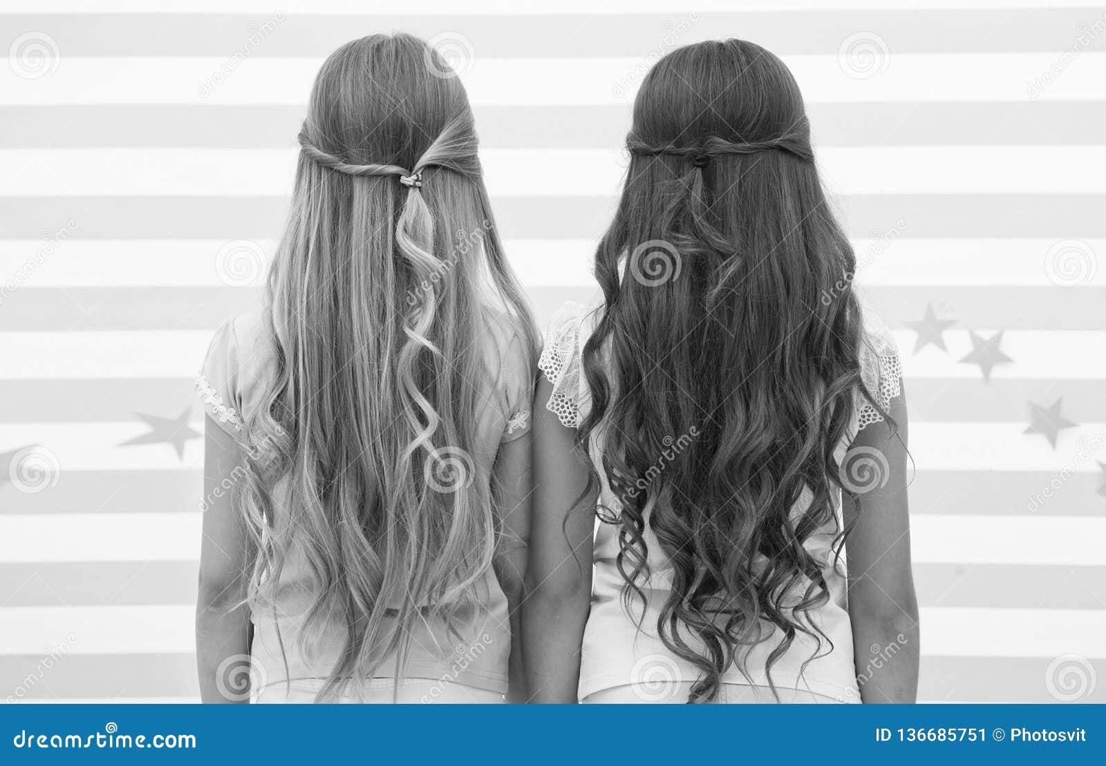 Girls Children Long Curly Hair Rear View Treat Hair Proper