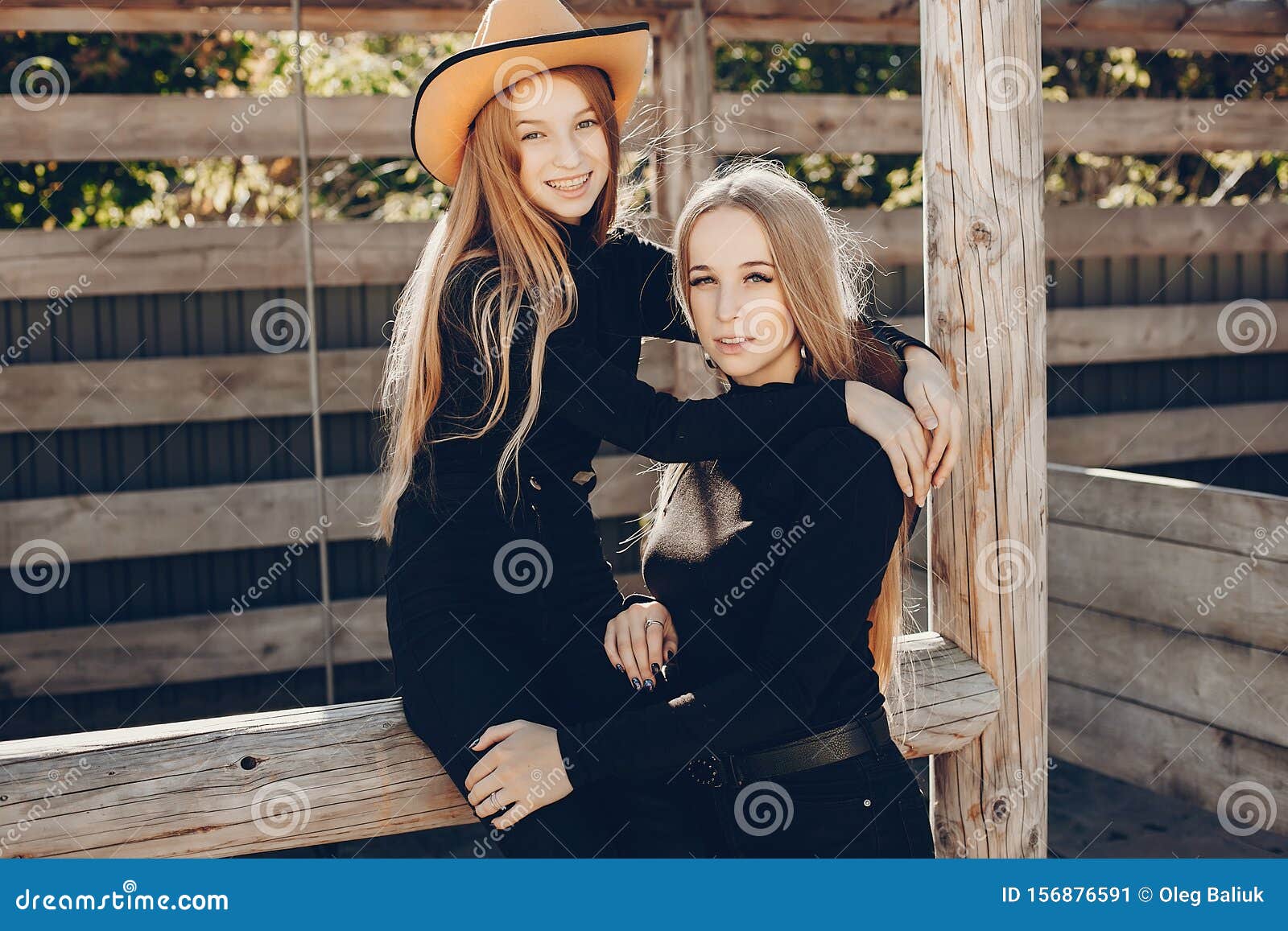 Girls in a Cowboys Hat on a Ranch Stock Image - Image of hair, outdoor ...