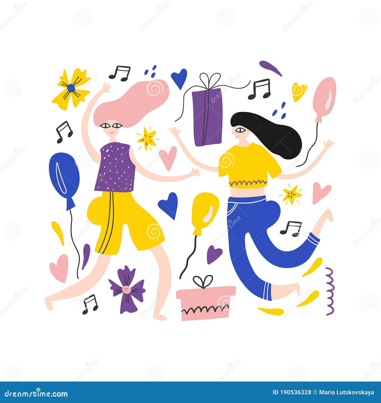 Girls Dansing. Women Have Fun on Party Stock Vector - Illustration of ...