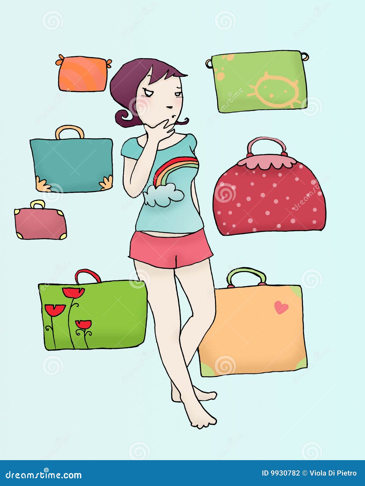 Illustration Of A Travel Bag Traveling On A Rainbow Illustration