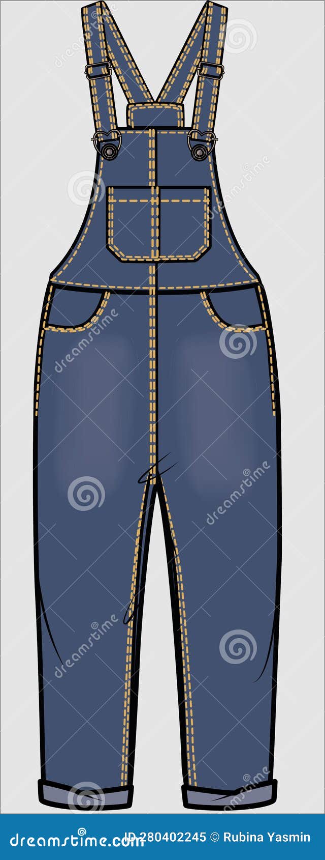 Dungaree Dress Denim Overall Jumpsuit Technical Fashion Illustration