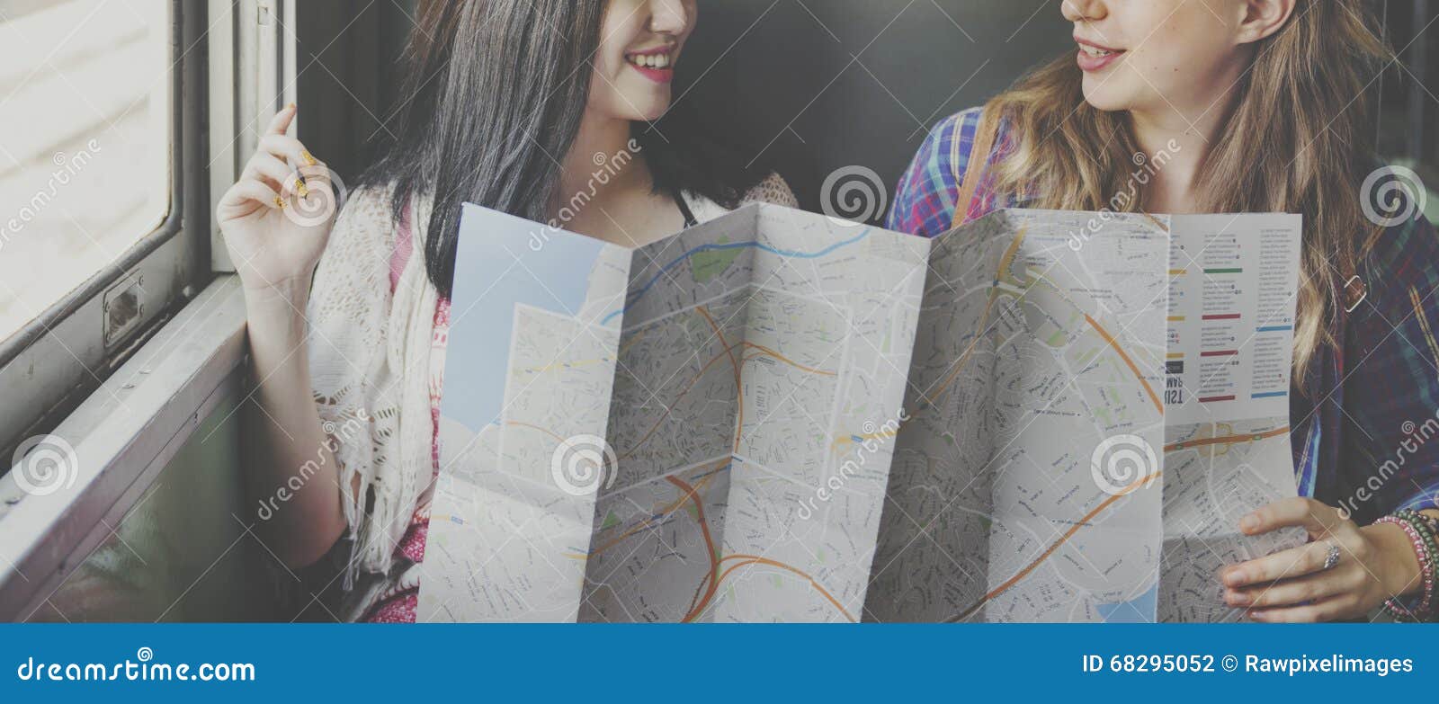 girls friendship hangout traveling holiday map concept