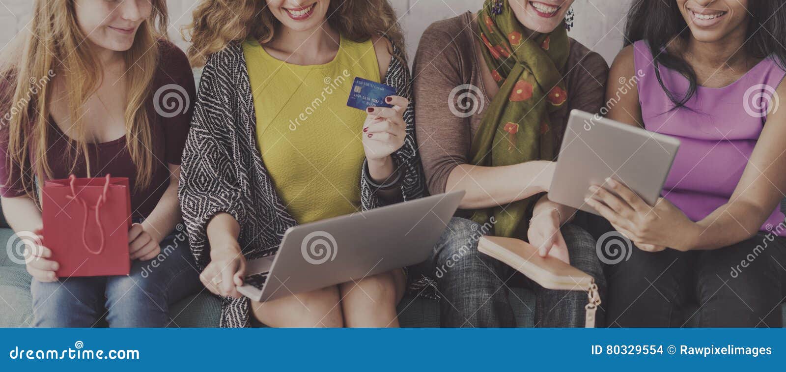 girls friendship togetherness online shopping concept