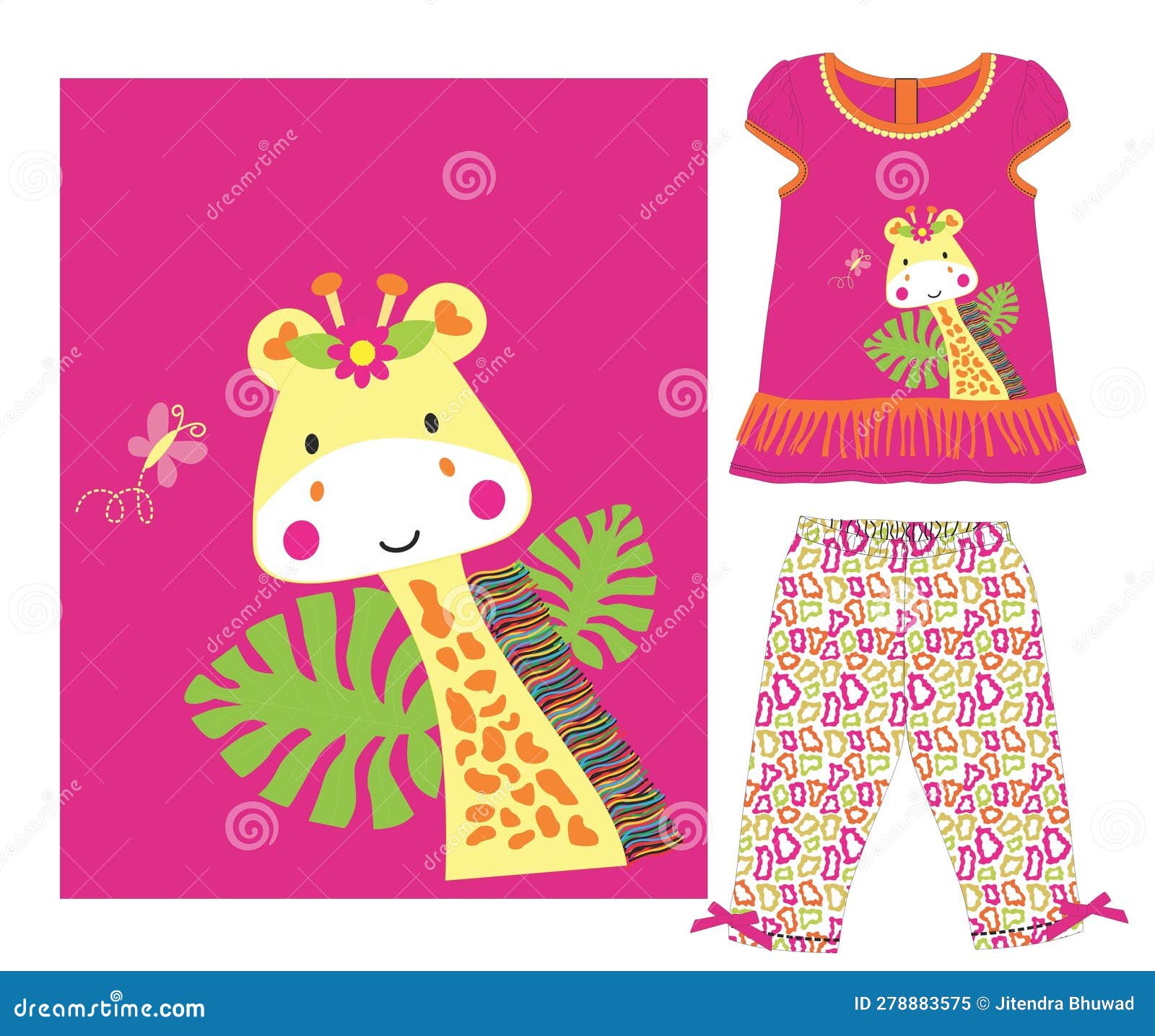 Girls Frocks with Pant- Giraffe Stock Vector - Illustration of frocks