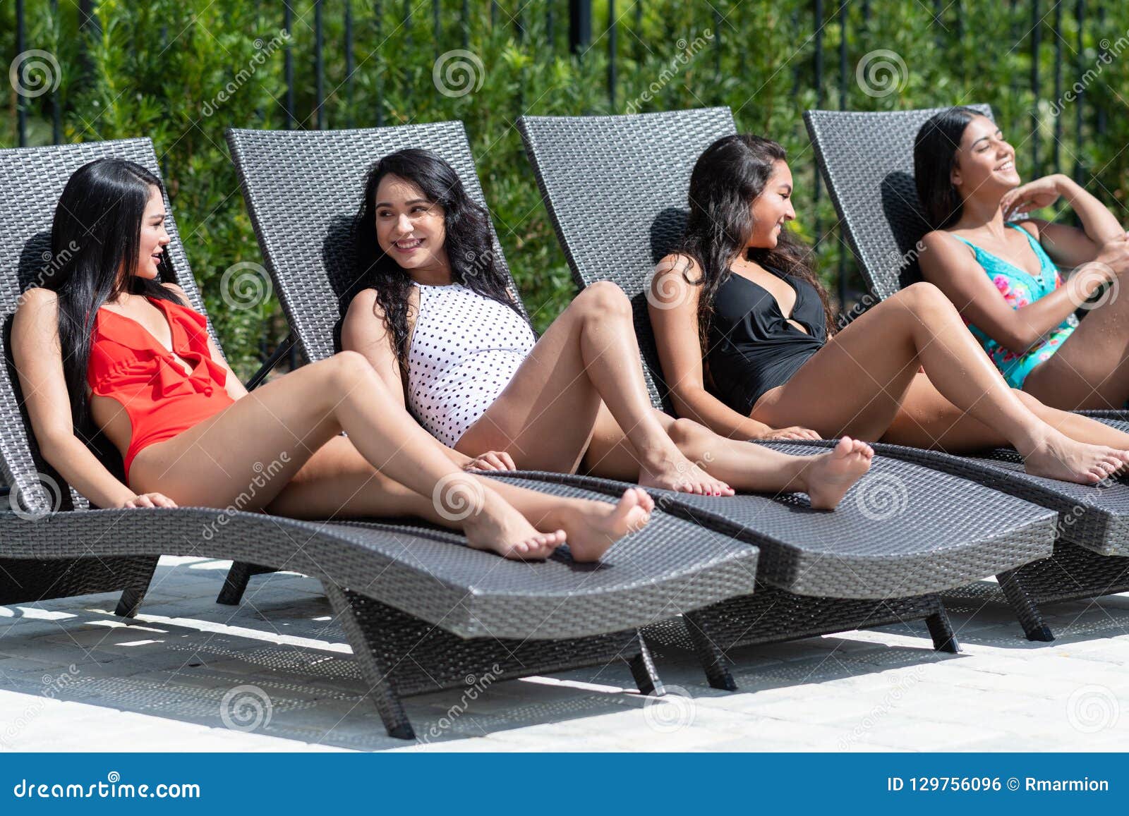 Teen girls tanning