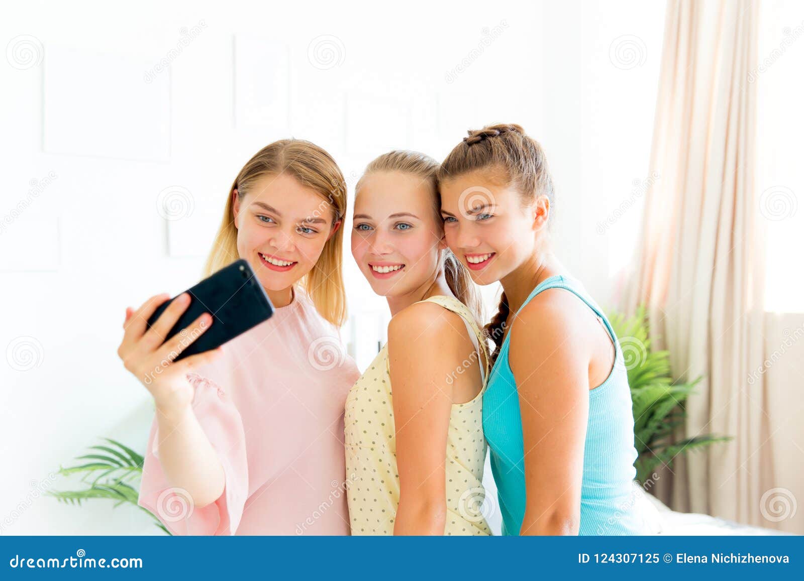 Girls Having Fun on Slumber Party Together Stock Image - Image of ...