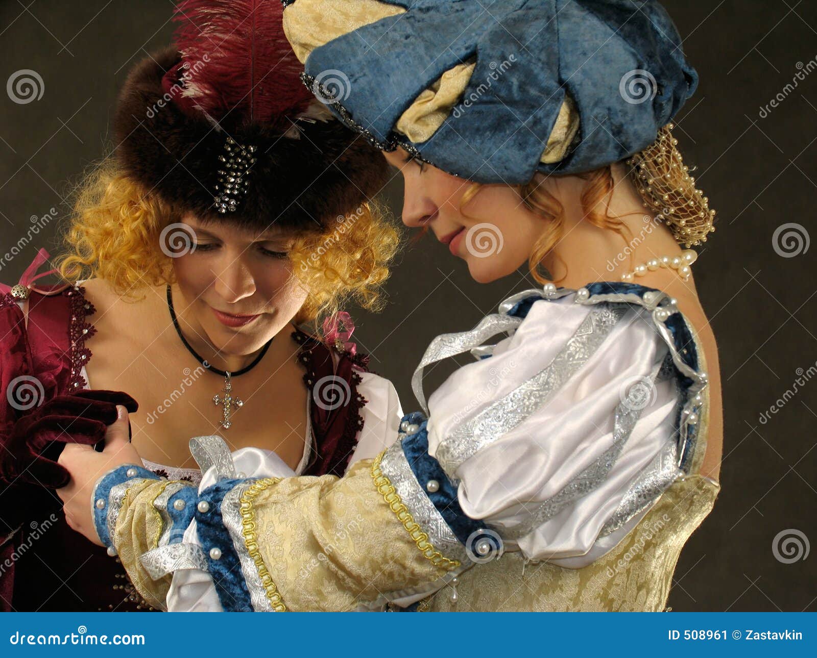 girls in historical clothes of 16-17 centuries