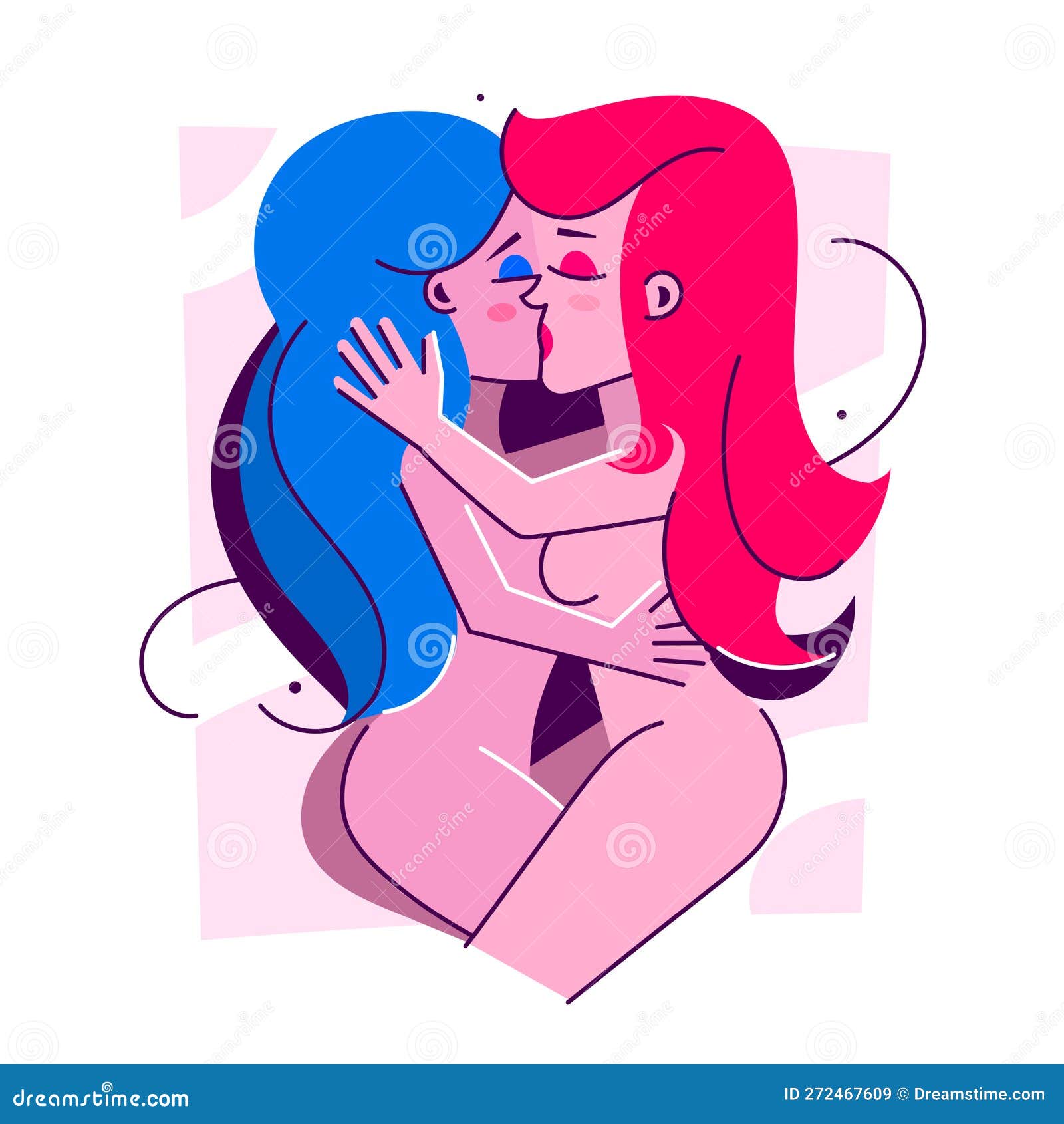 The Girls are Kissing. LGBT, Lesbians. World Kissing Day. Valentine S