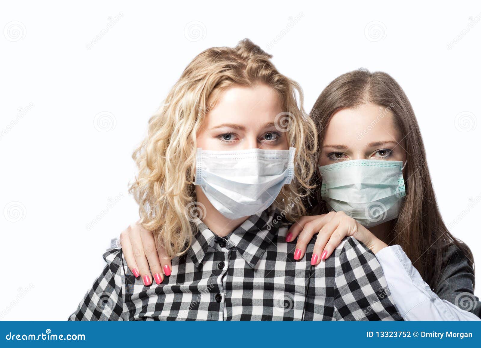 Girls in masks stock photo. Image of afraid, guard, contagious 13323752