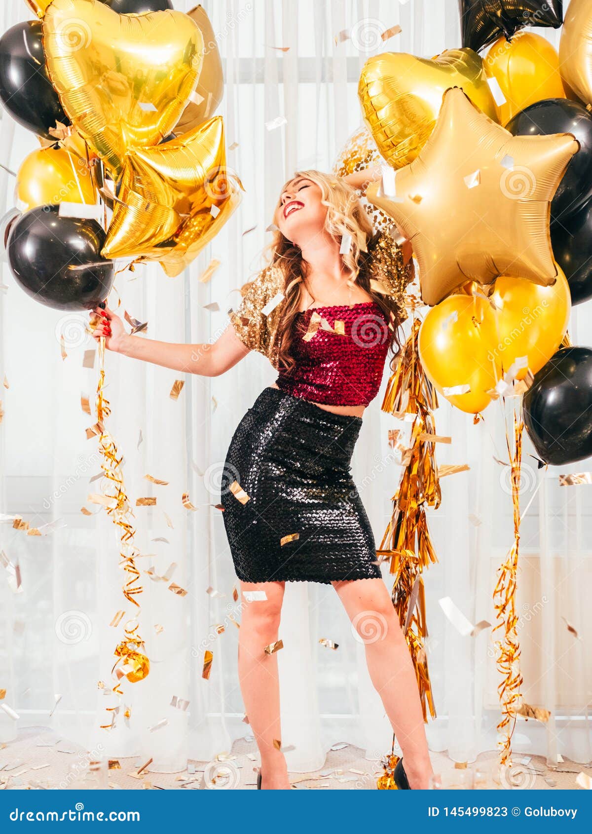 Girls Party Special Occasion Blonde Girl Balloons Stock Image - Image of  caucasian, posh: 145499823