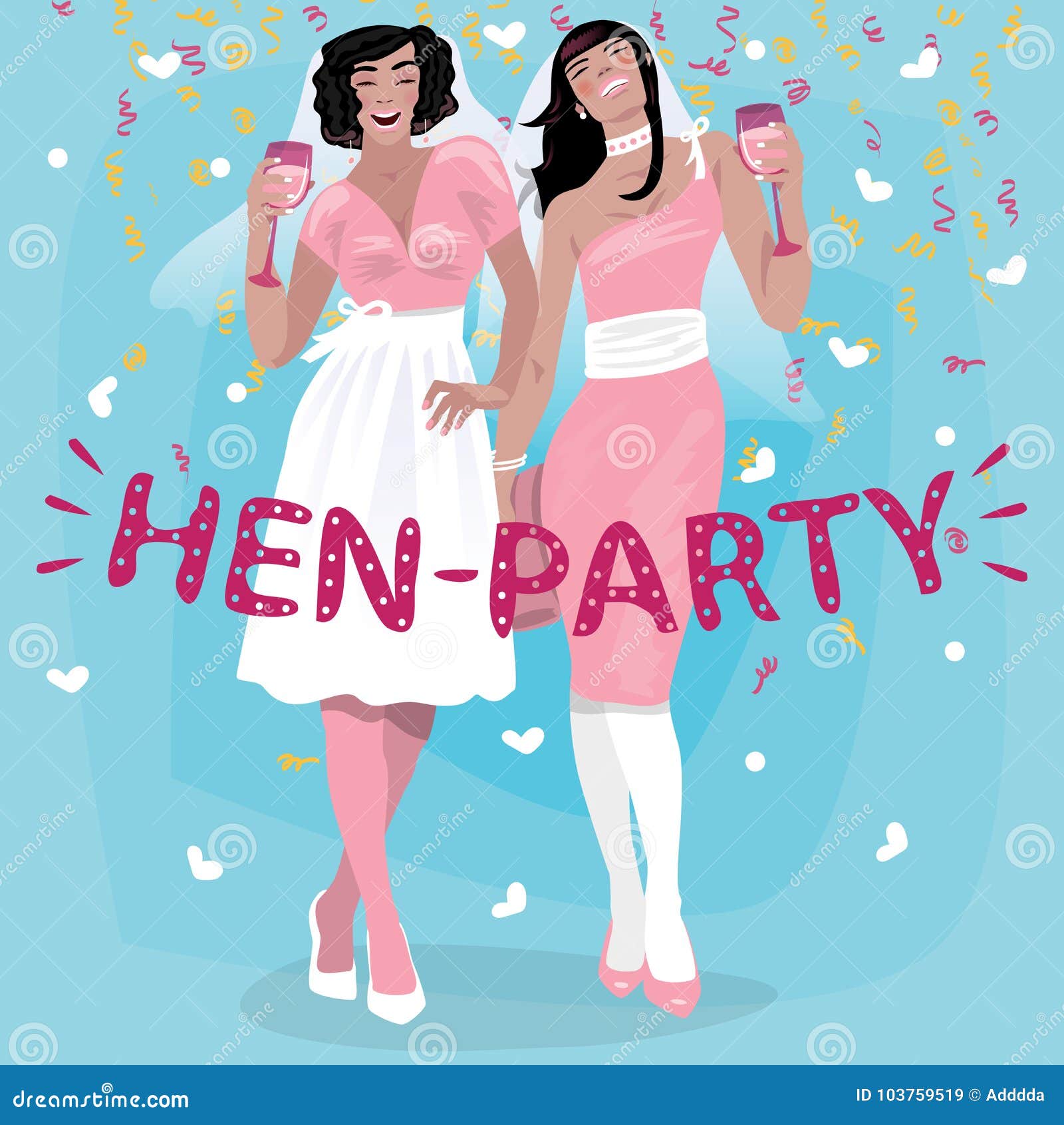 Girls in Pink Wedding Dresses Welcome To Hen Party Stock Vector - Illustration of couple, party: 103759519 Girls in Pink Wedding Dresses Welcome To Hen Party Stock Vector - Illustration of couple, party: 103759519