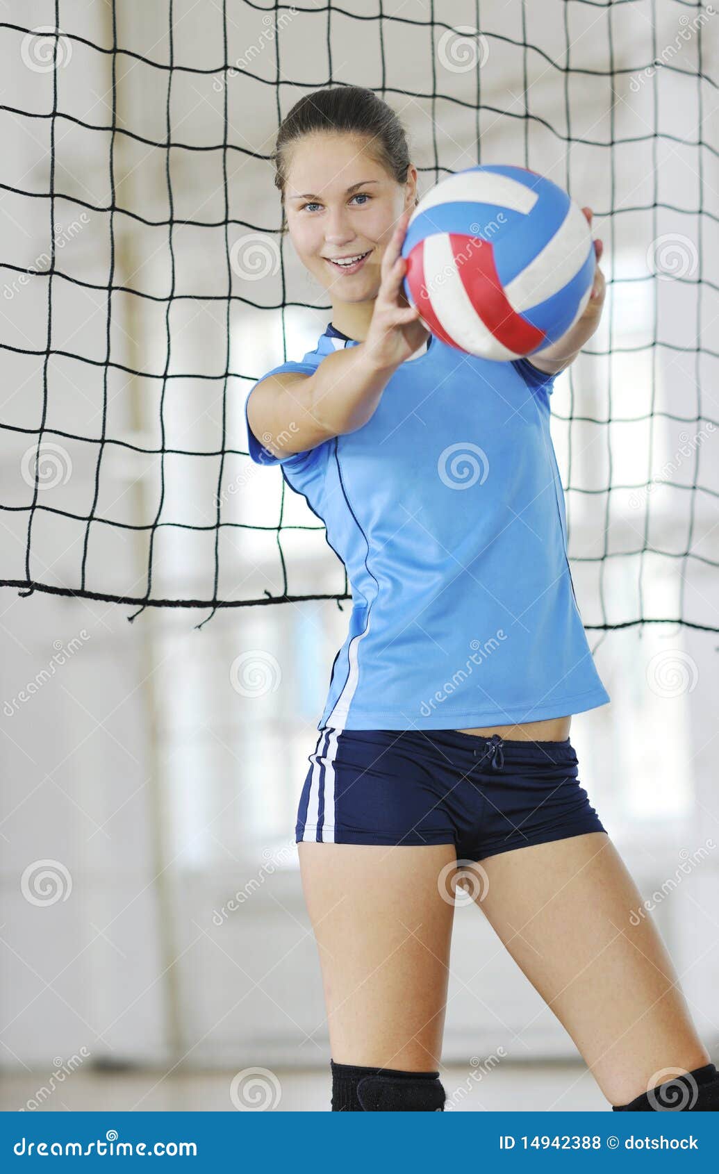 Girls Playing Volleyball Indoor Game Stock Photo - Image of match ...