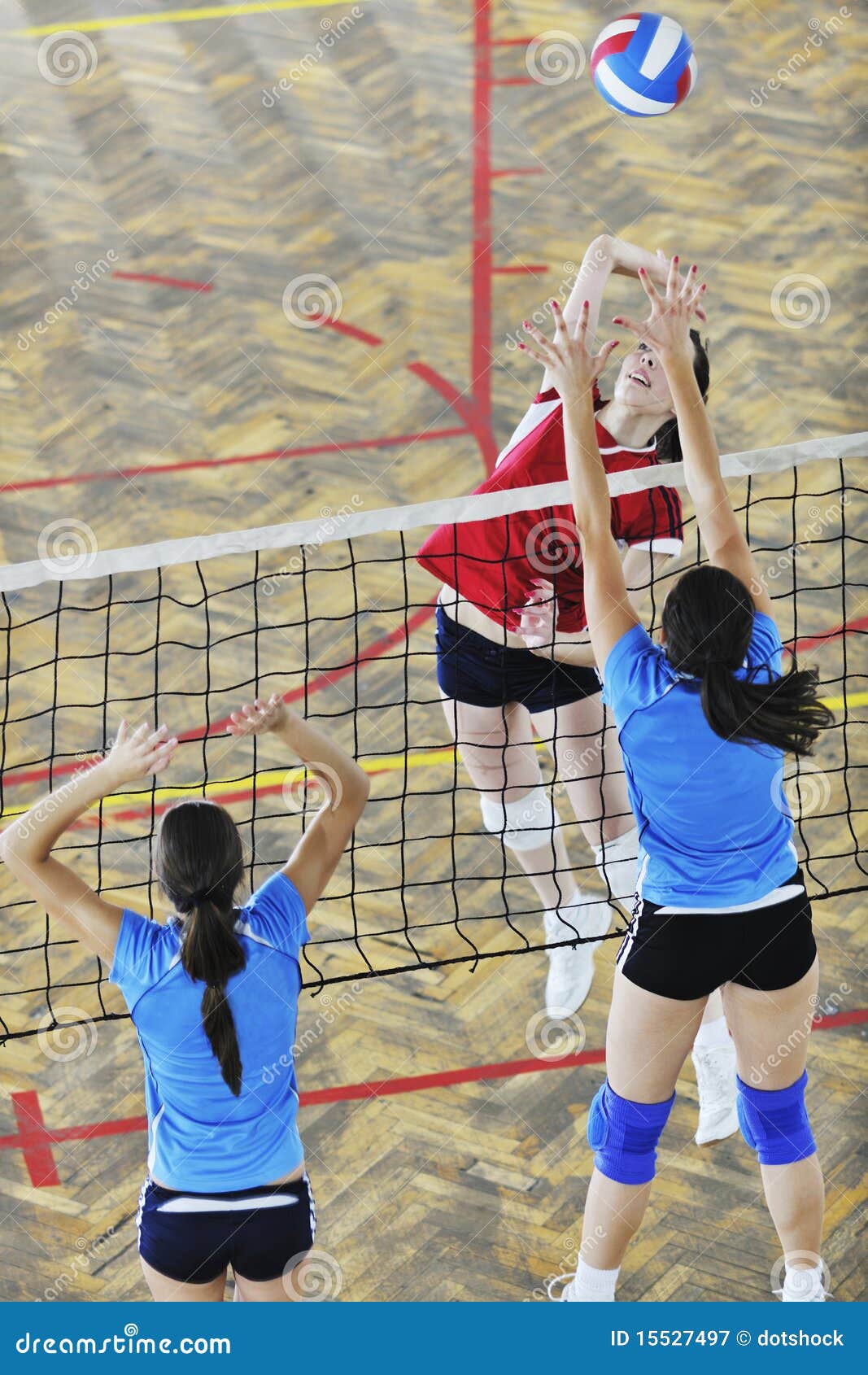 Girls Playing Volleyball Indoor Game Royalty Free Stock Photography
