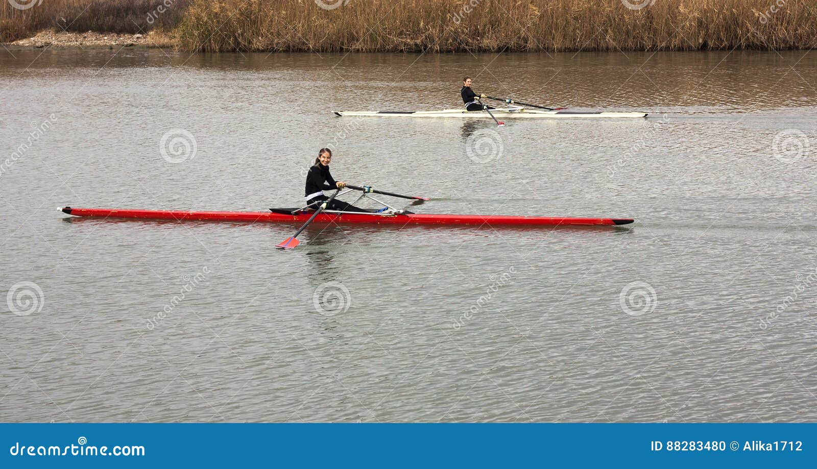 Girls in Rowing Classes. Spain. Altafulla. 13. 03. 2017 Editorial Image