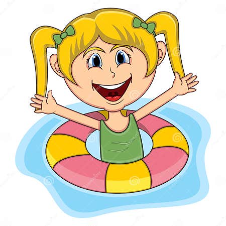 Girls swim cartoon stock vector. Illustration of kindergarten - 99719942