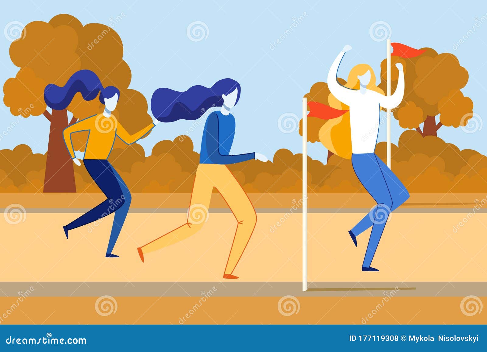 Girls Taking Part in Running Race Marathon Cartoon Stock Vector - Illustration of slide, cartoon: 177119308 Girls Taking Part in Running Race Marathon Cartoon Stock Vector - Illustration of slide, cartoon: 177119308
