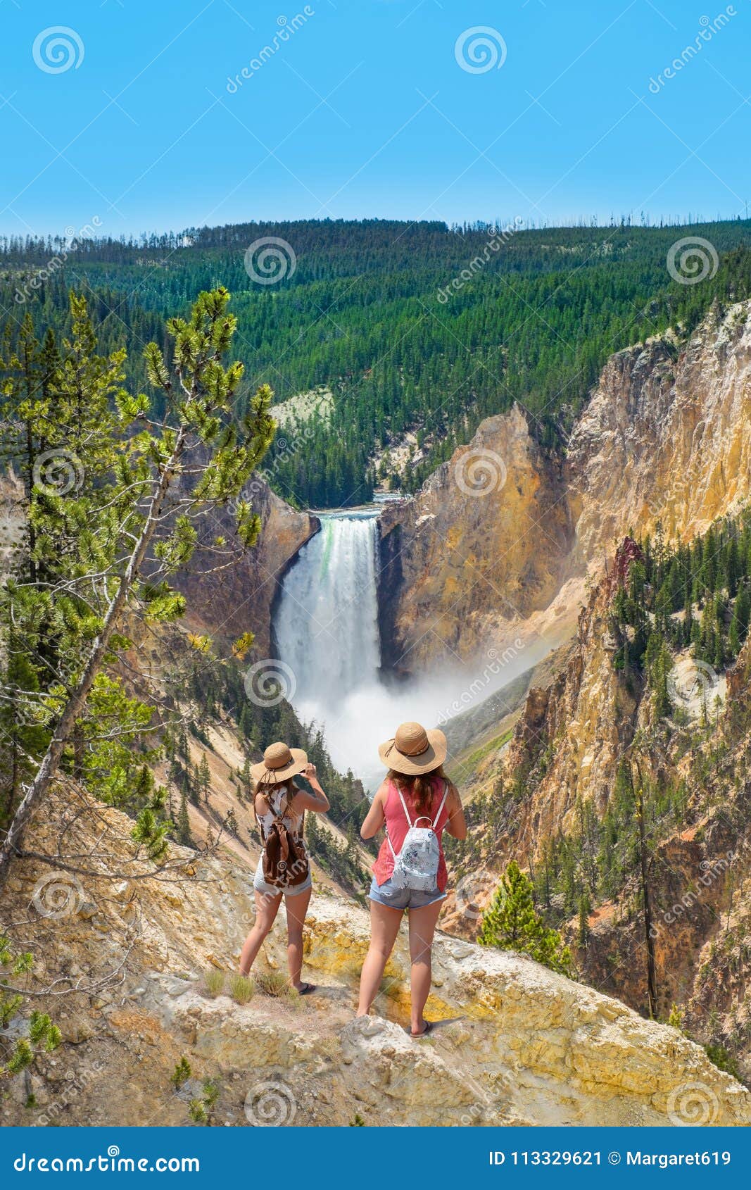 Friends Taking Photos and Enjoying Beautiful View of Waterfall on Hiking  Trip in the Mountains. Stock Image - Image of enjoyment, hiking: 113329621