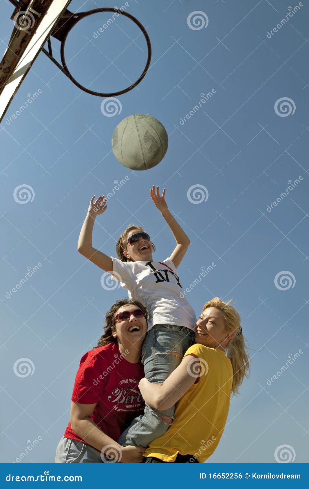 Girls Throwing the Ball in the Basket Stock Photo Image of basketball