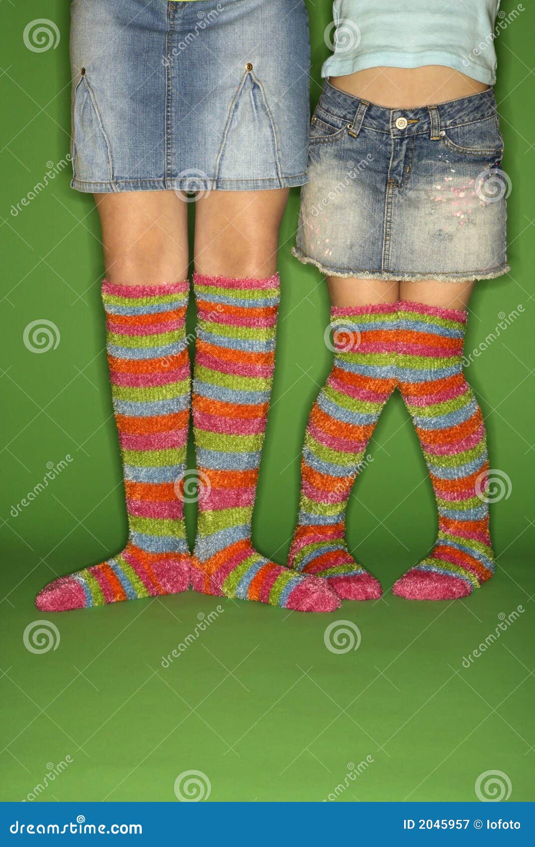 Girls Wearing Striped Socks. Stock Image Image of girls, green 2045957