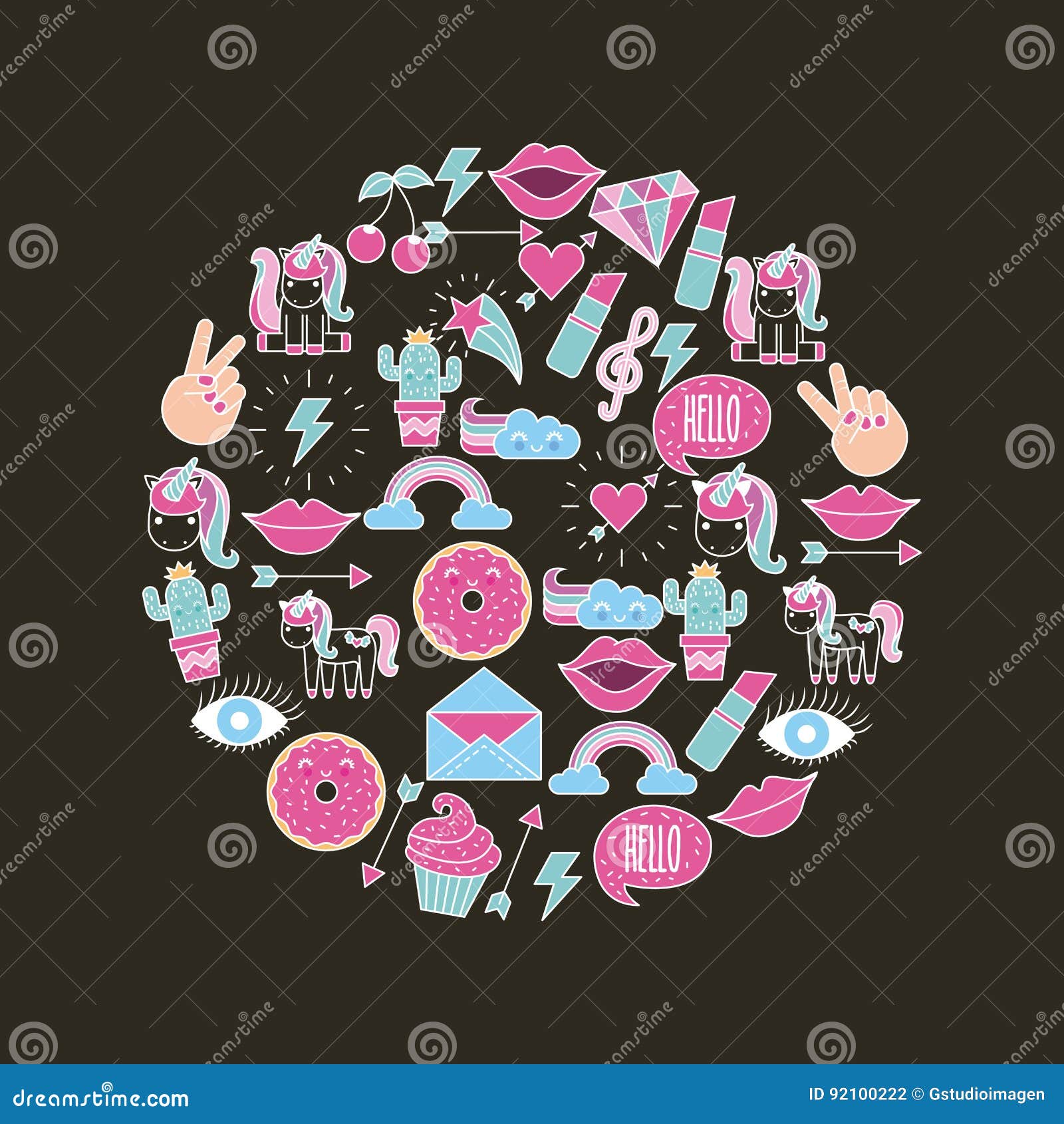 Girly Icon Over Background Image Stock Vector - Illustration of quartz