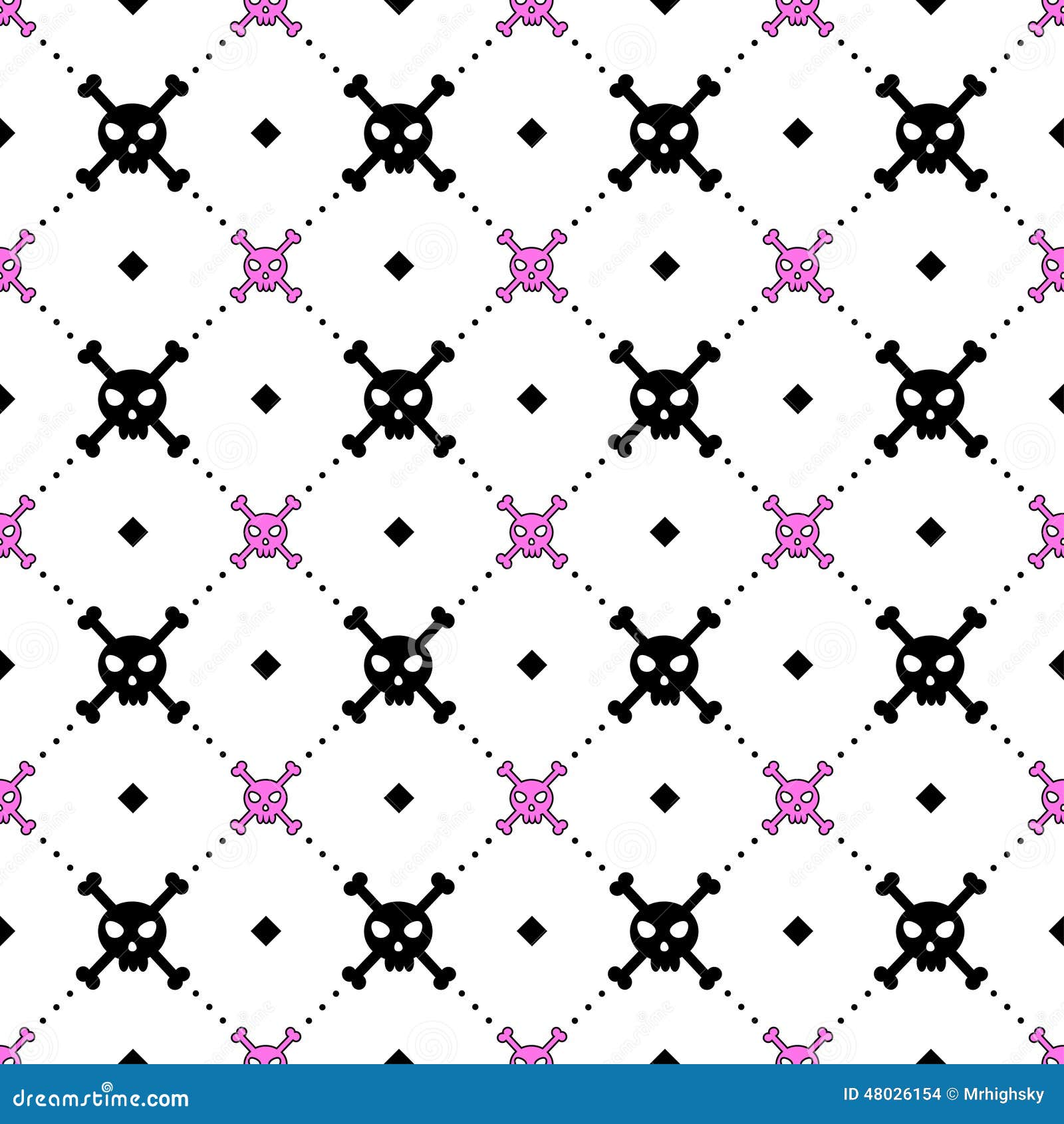 Girly Skull And Bones Pattern Stock Vector Illustration Of