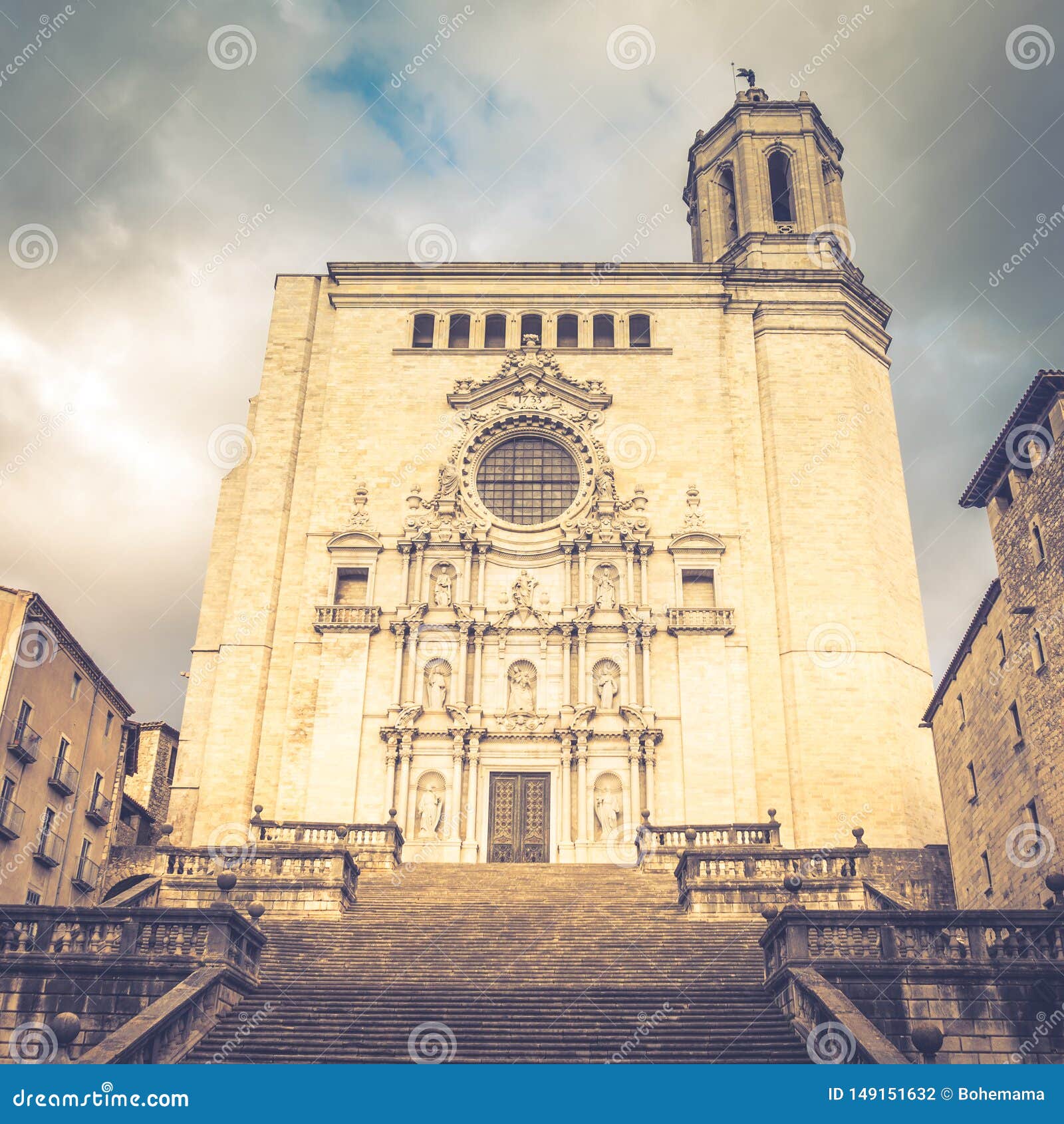 View Of Girona Cathedral In Catalonia Spain Place Of Filming