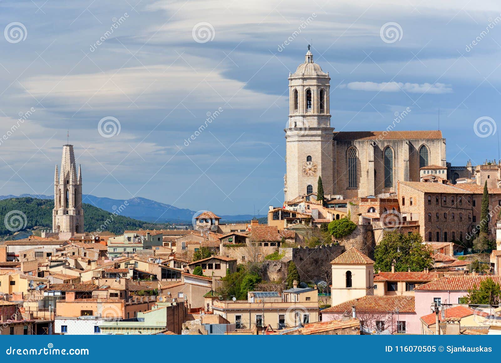 girona cityscape and cathedral