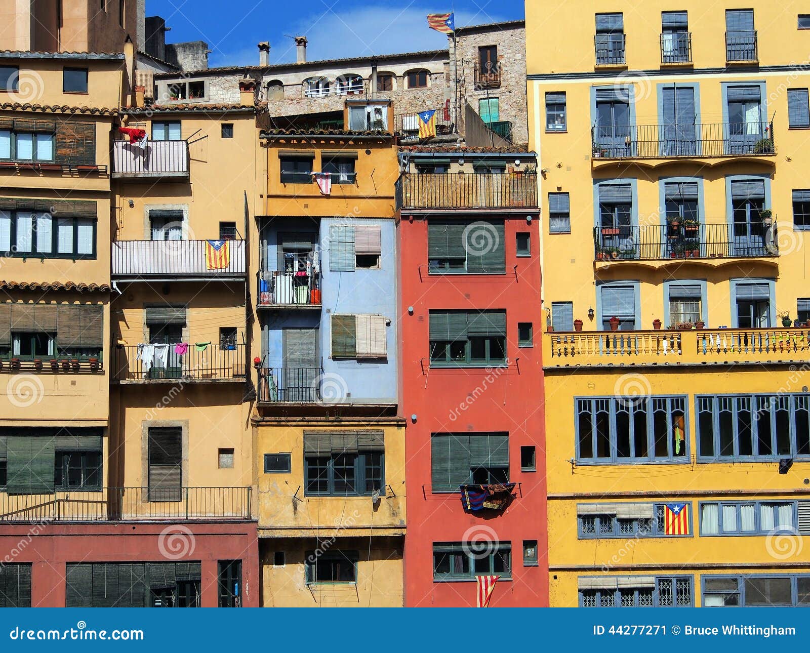 Colourful Apartments, Girona, Spain Stock Image Image of attached