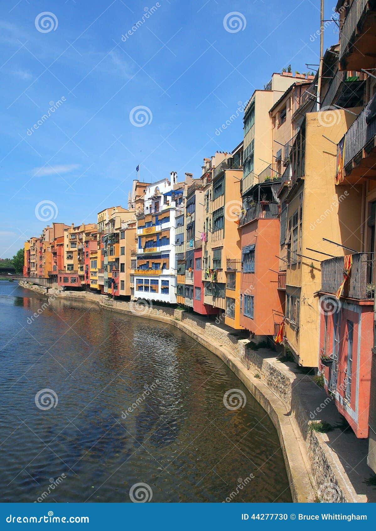 Colourful Apartments, Girona, Spain Stock Photo Image of overlooking