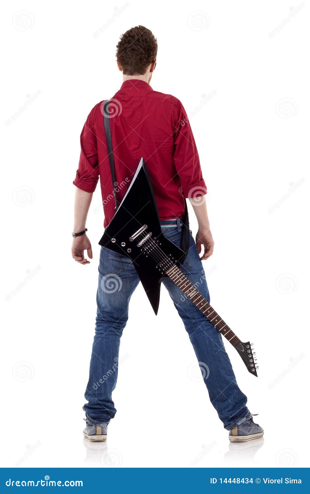 Gitaar op rug van een mens stock foto. Image of elektro 14448434