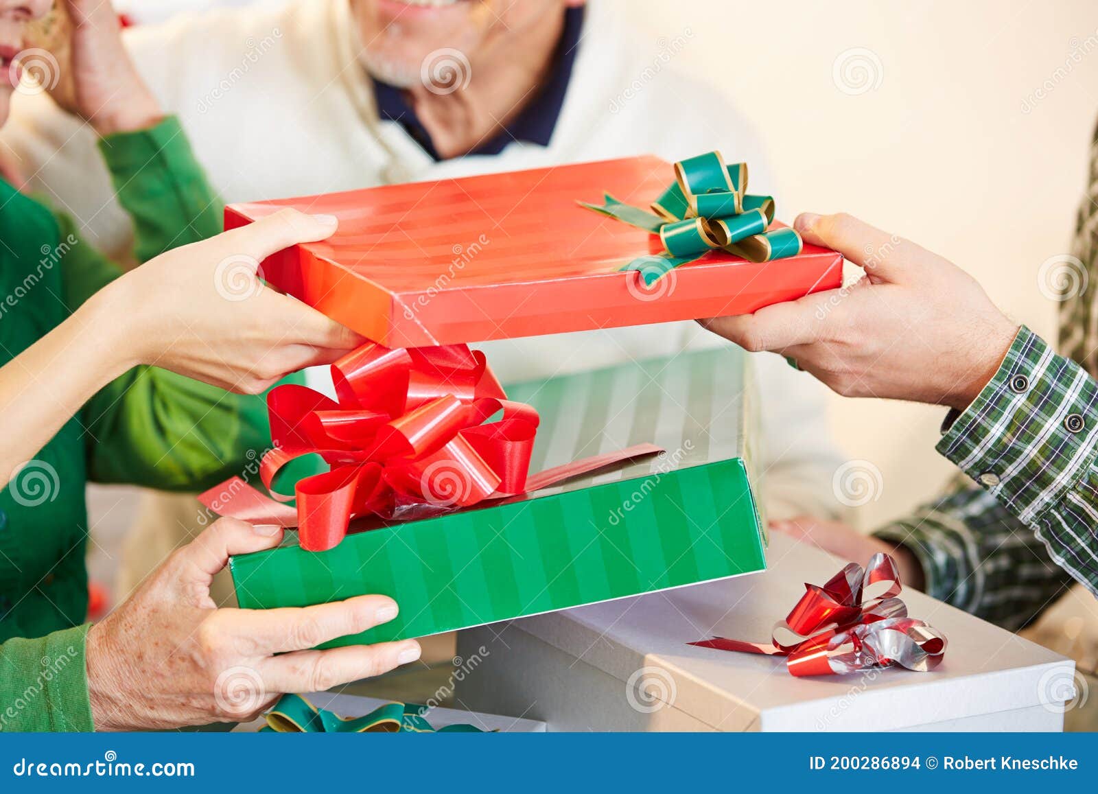 Give gifts for Christmas stock photo. Image of santa 200286894