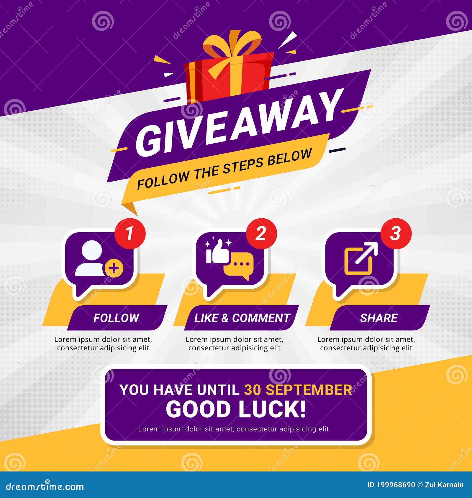 Giveaway Contest for Social Media Feed. Template Giveaway Prize