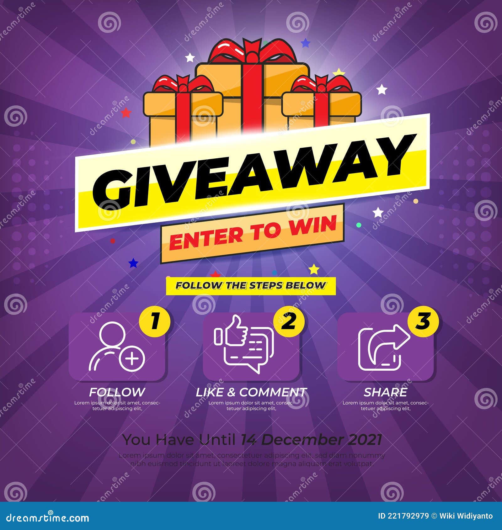 Giveaway Contest for Social Media Feed. Template Giveaway Prize