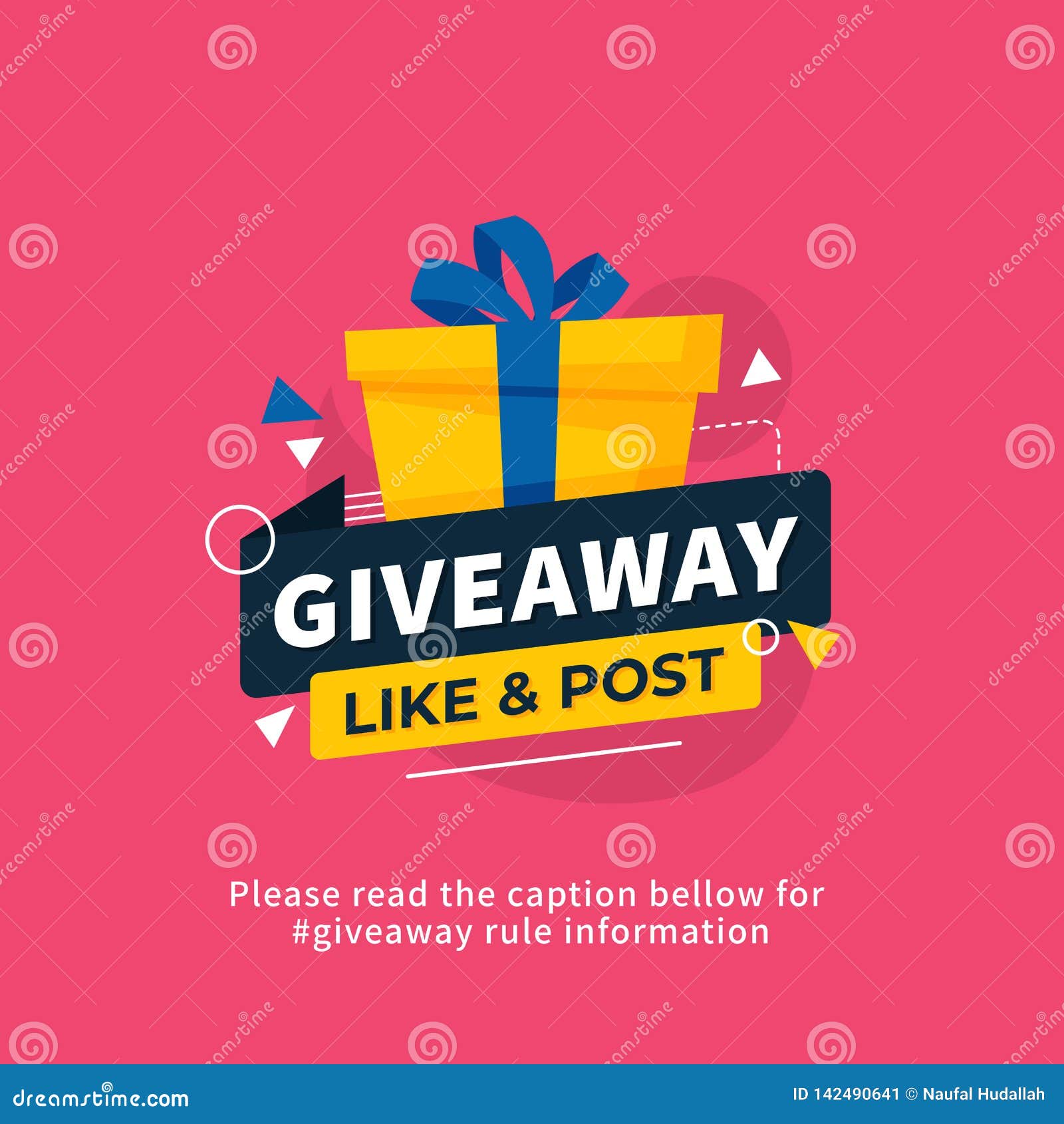 Premium Vector  Giveaway of the day internet announce web post wrapped  gift box surprise realistic 3d icon vector