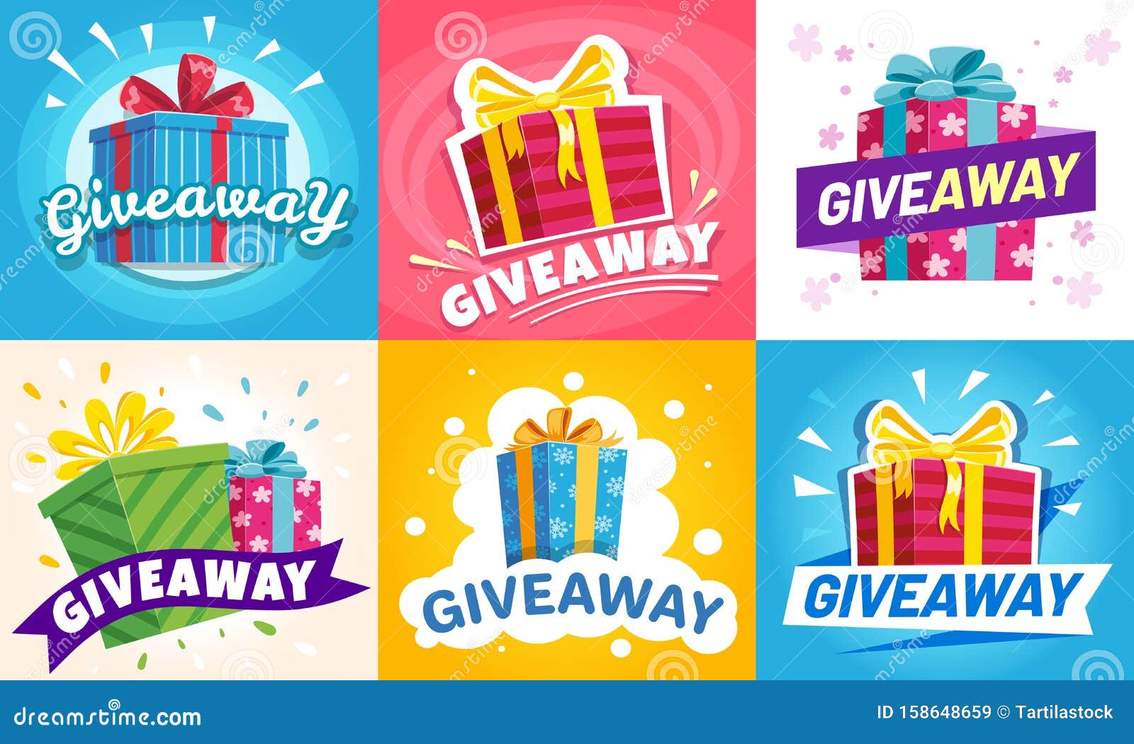 giveaway winner poster. gift offer banner, giveaways post and gifts prize flyer   set