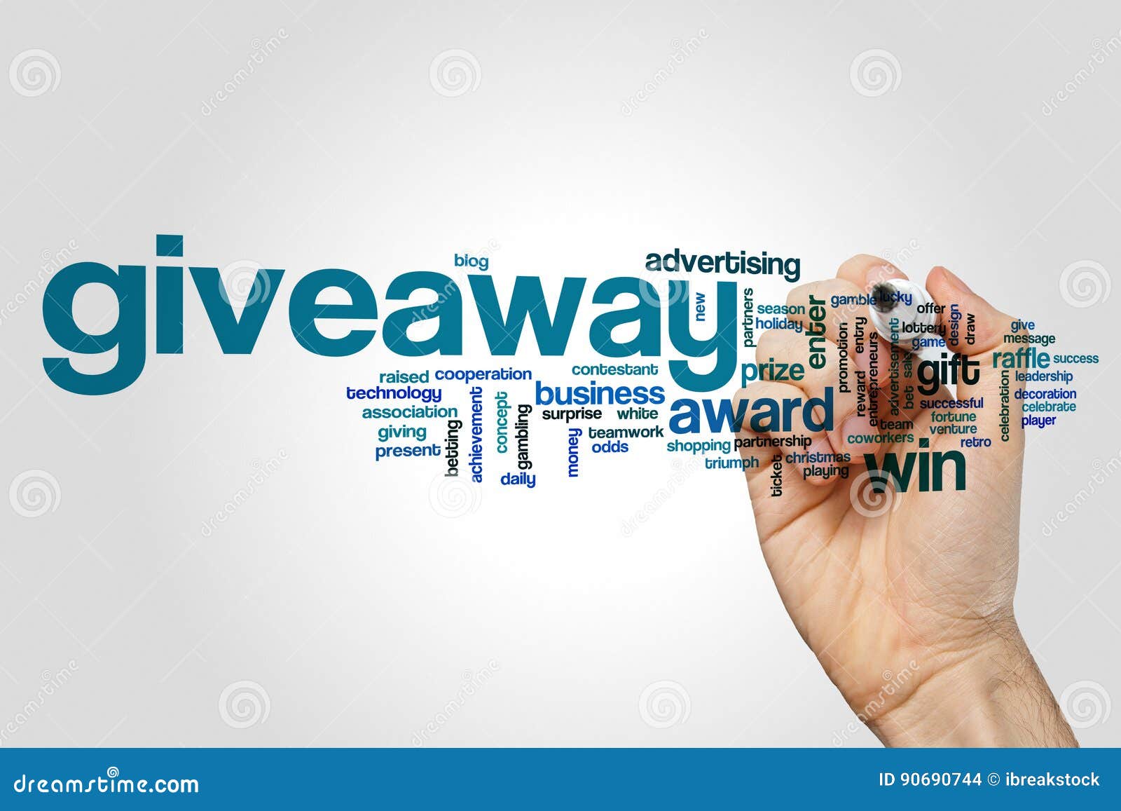 Giveaway word cloud stock photo. Image of holiday, lucky 90690744