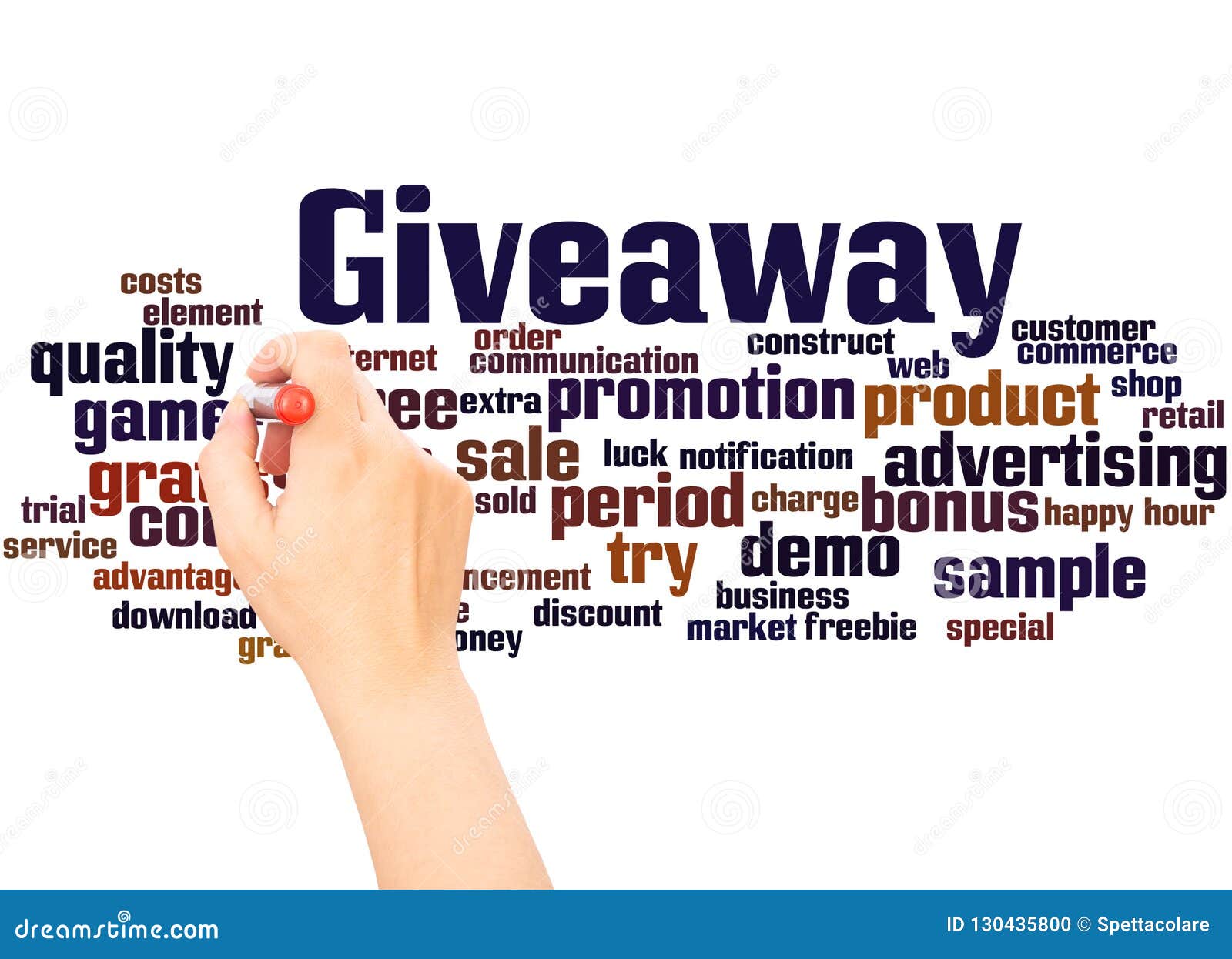 Giveaway Word Cloud Hand Writing Concept Stock Photo Image of bonus, advantage 130435800