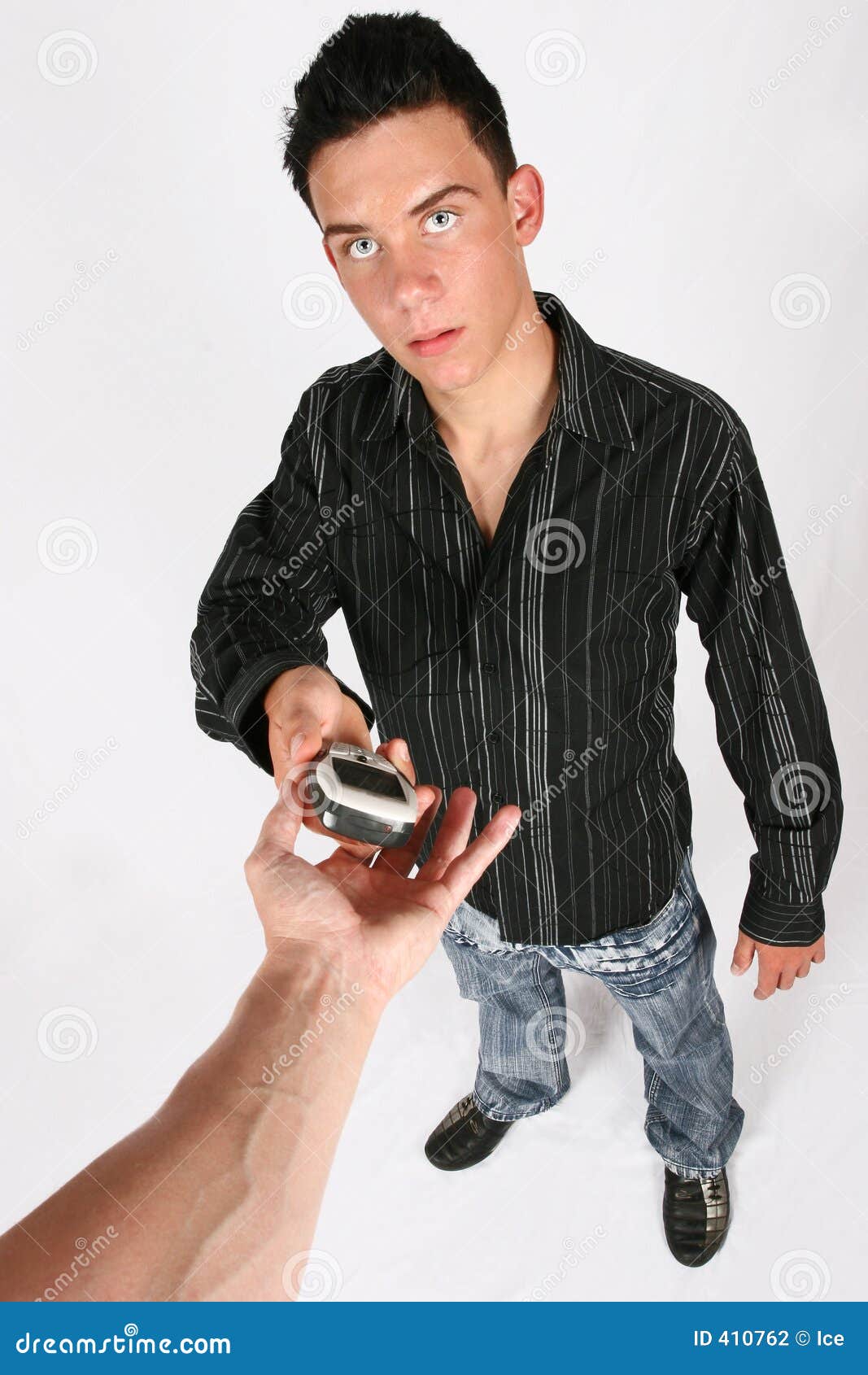 Giving a cellular phone stock photo. Image of accessories 410762