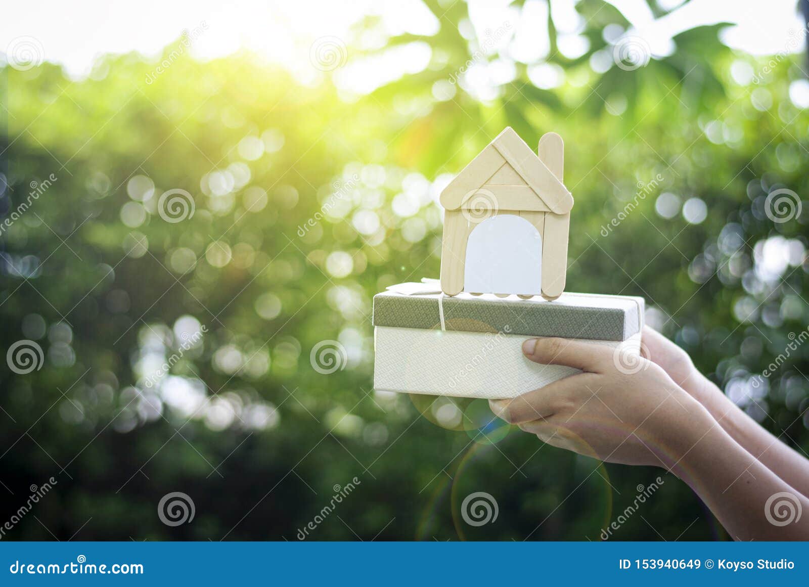 Giving the house as a gift stock image. Image of flower 153940649