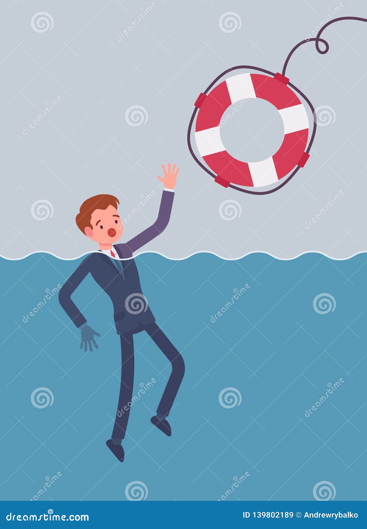 Giving a Lifebuoy for Drowning Businessman Stock Vector - Illustration ...