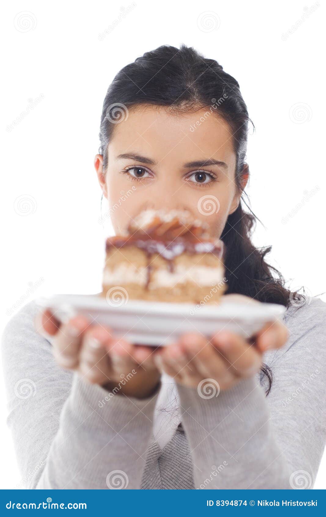 Giving piece of cake stock photo. Image of food, eating 8394874