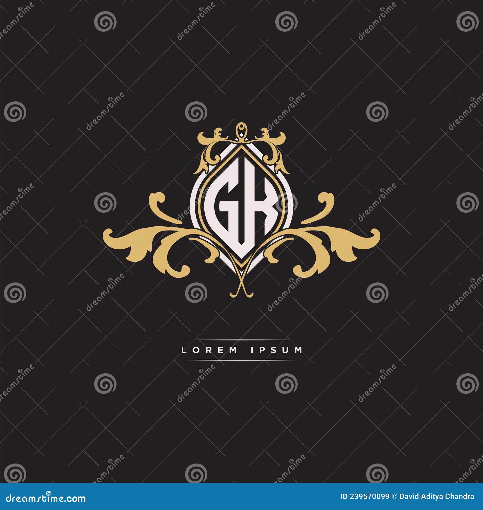 GK Logo Monogram Ornamental Geometric Vintage Style Stock Vector ...