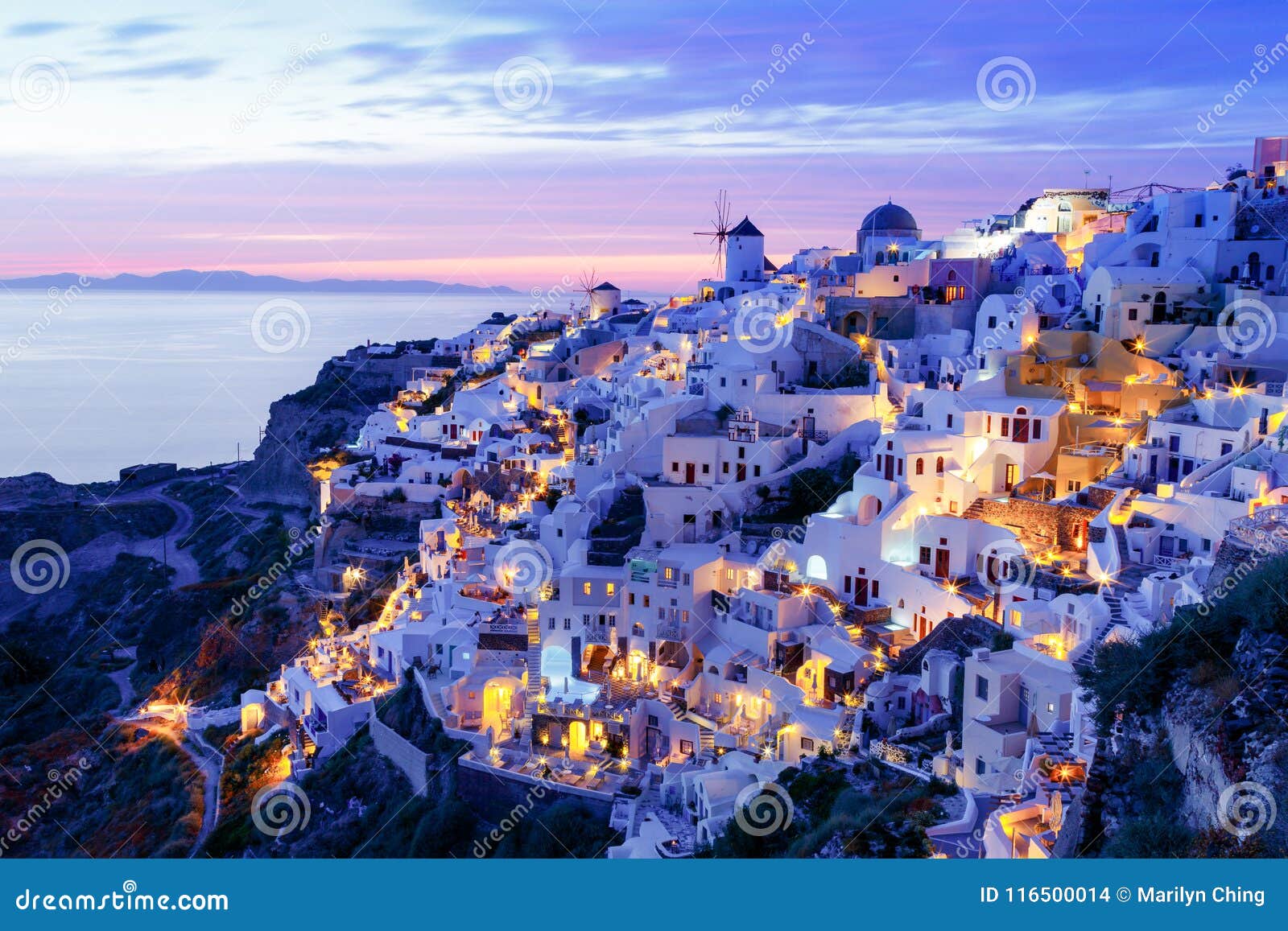 griechisch Kochschürze Sonnenuntergang Santorini Insel Fester Digitaldruck 