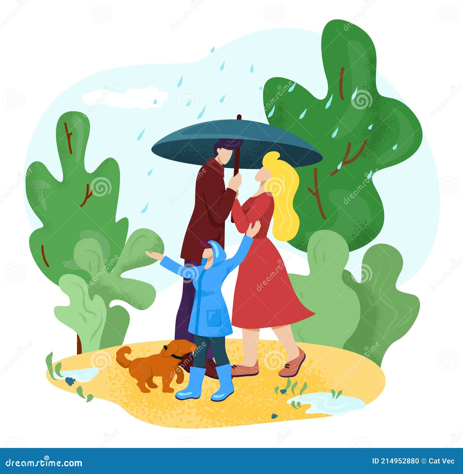 Gluckliche Familie Unter Regen Paar Halten Schirm Vektor Illustration Cartoon Mann Frau Mit Kind Menschen Zusammen Zu Gehen Vektor Abbildung Illustration Von Familie Konzept 214952880