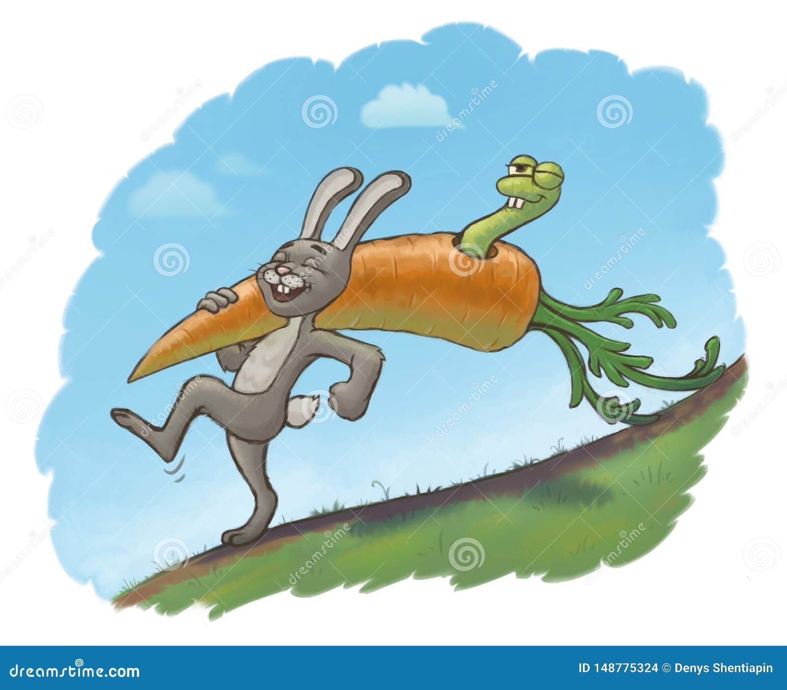Gluckliche Hasen Fanden Eine Grosse Karotte Stock Abbildung Illustration Von Grosse Hasen