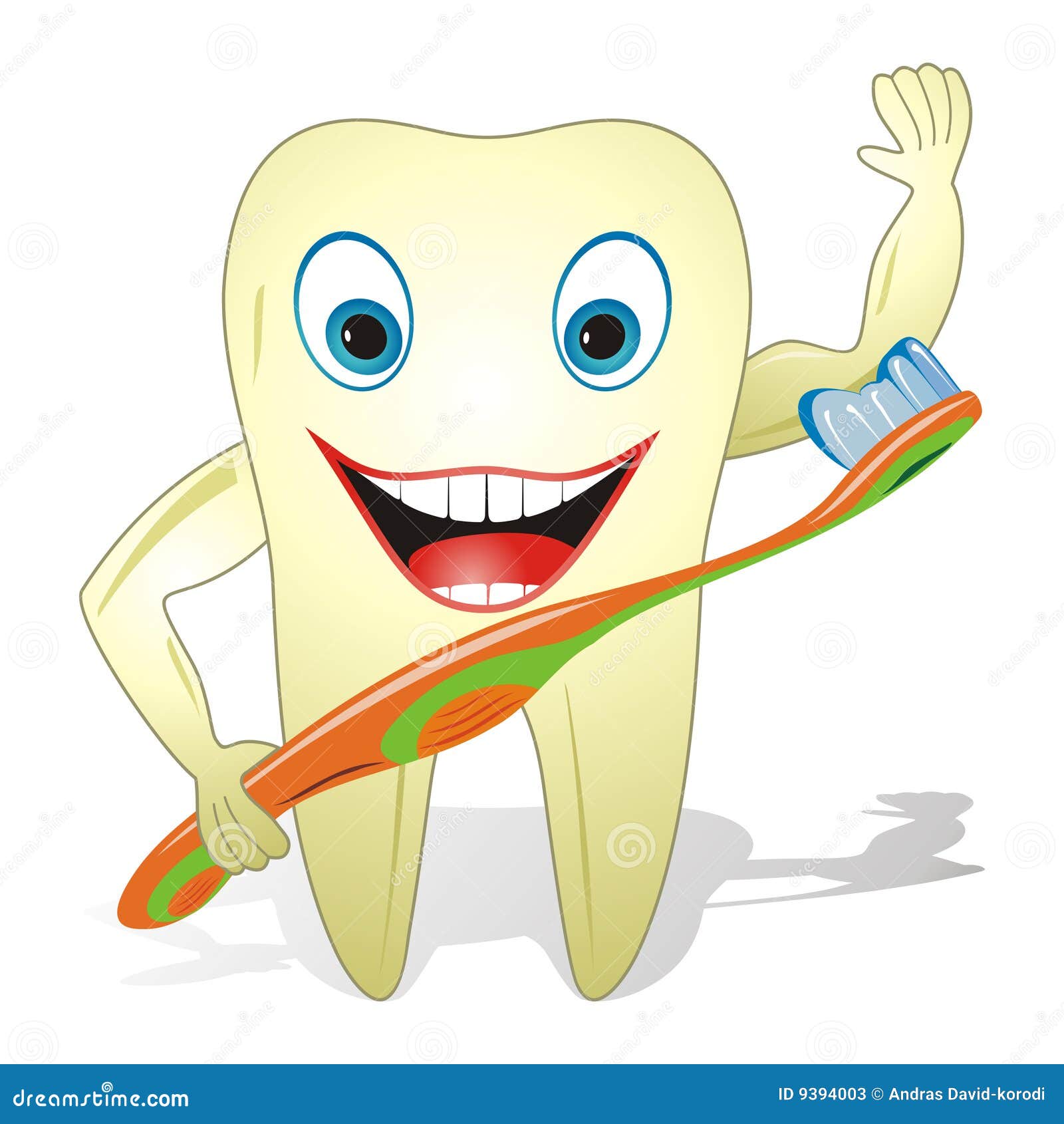 Glucklicher Gesunder Zahn Mit Zahnburste Vektor Abbildung Illustration Von Zahnburste Gesunder