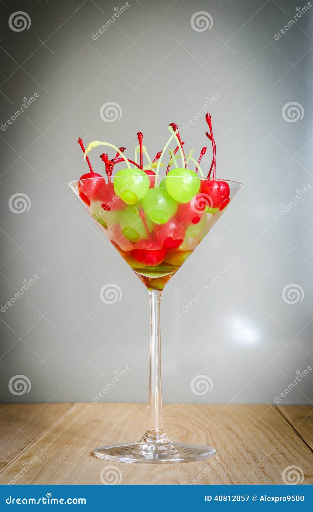 Glace Cherries in Martini Glass Stock Image Image of dessert, blue